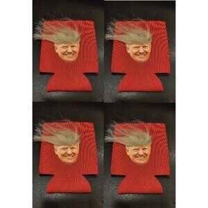 4 Donald Trump w/ Hair 16oz Beer Cup Hair Koozie Huggie Pop Soda Can Cooler 2024